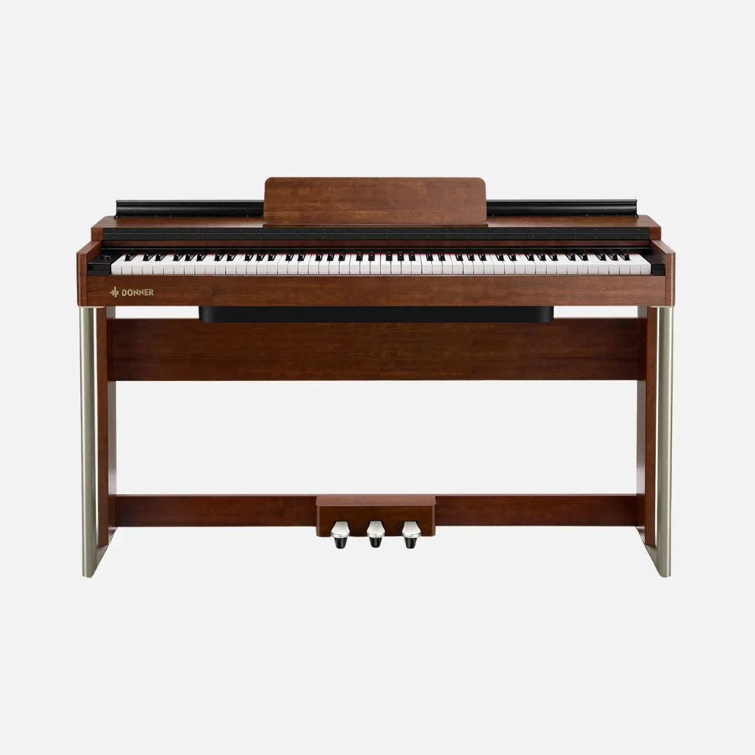 Donner DDP-200 digital piano with 88 weighted keys, showcasing a sleek design and modern features for musicians.
