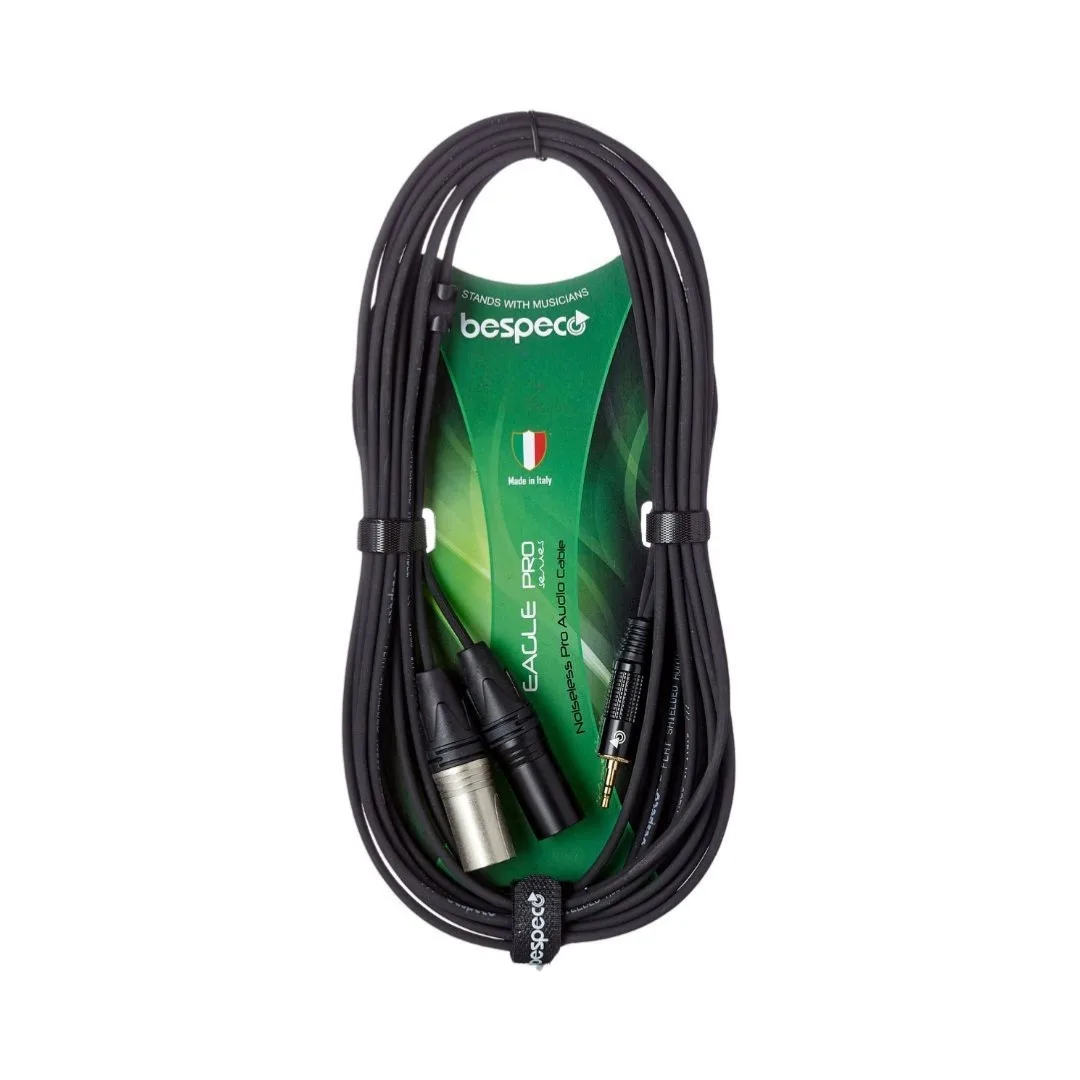 Bespeco EAYMS2MX150R 1.5M 2XLRM to 3.5mm Interlink Cable - Image 2