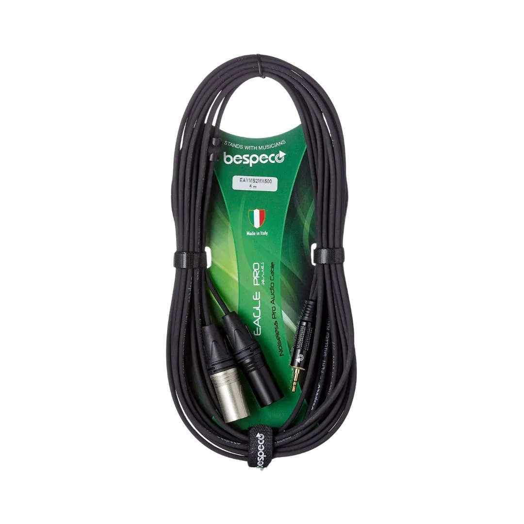 Bespeco EAYMS2MX500R 5M 2XLRM to 3.5mm Interlink Cable - Image 2