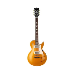 Cort CR200 electric guitar with a single cutaway design and a striking gold top finish.