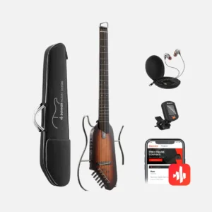 Donner HUSH-I Acoustic-Electric Travel Guitar Kit – (Mahogany Sunburst)