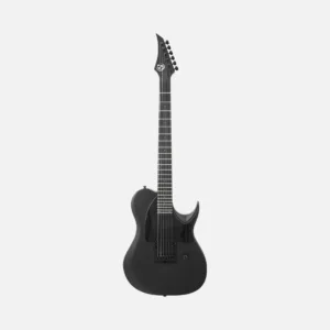 S by Solar TB4.61C black single pickup electric guitar displayed against a plain white background.
