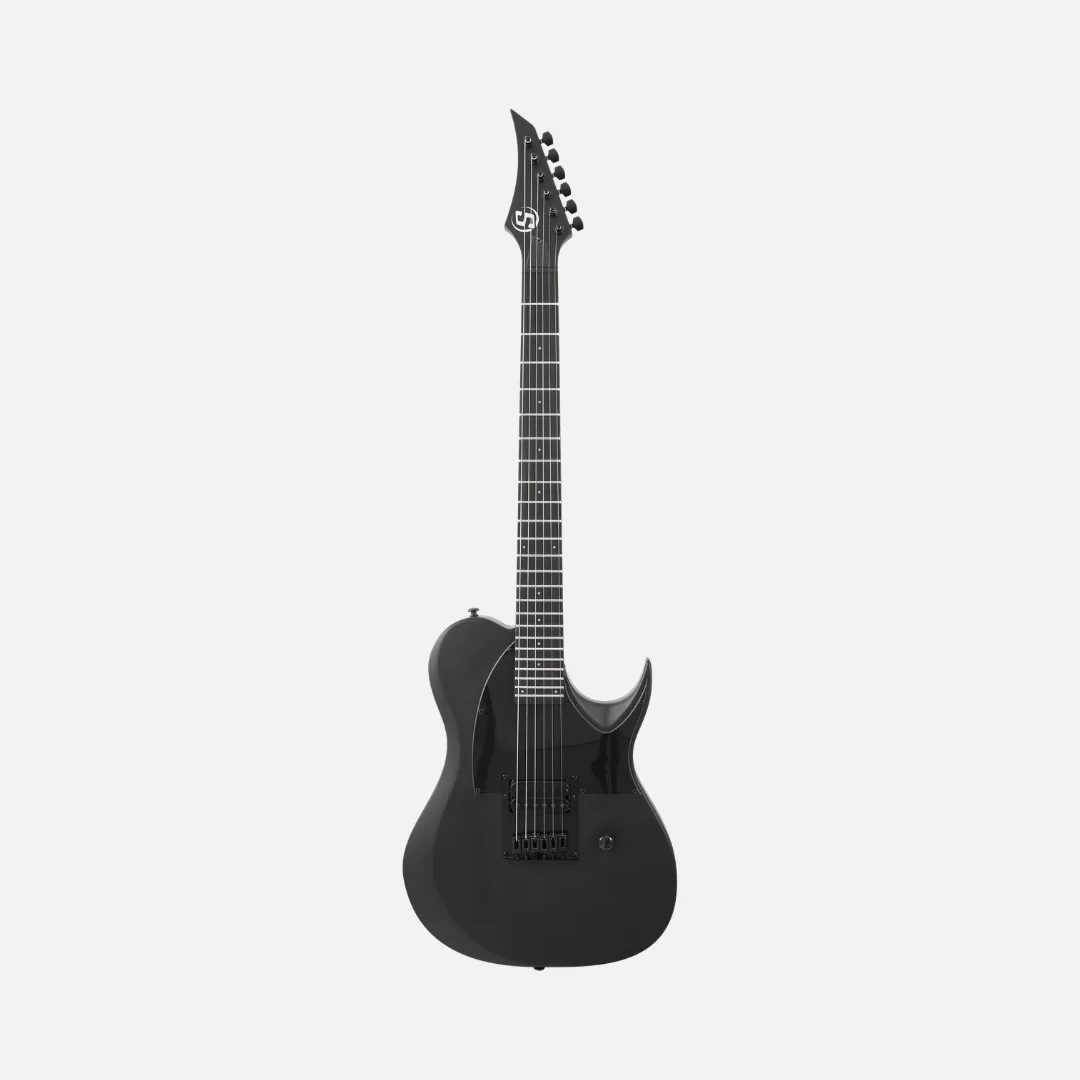 S by Solar TB4.61C black single pickup electric guitar displayed against a plain white background.