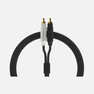 Black RCA to RCA Chroma Cables by DJTT, designed for high-quality audio connections.