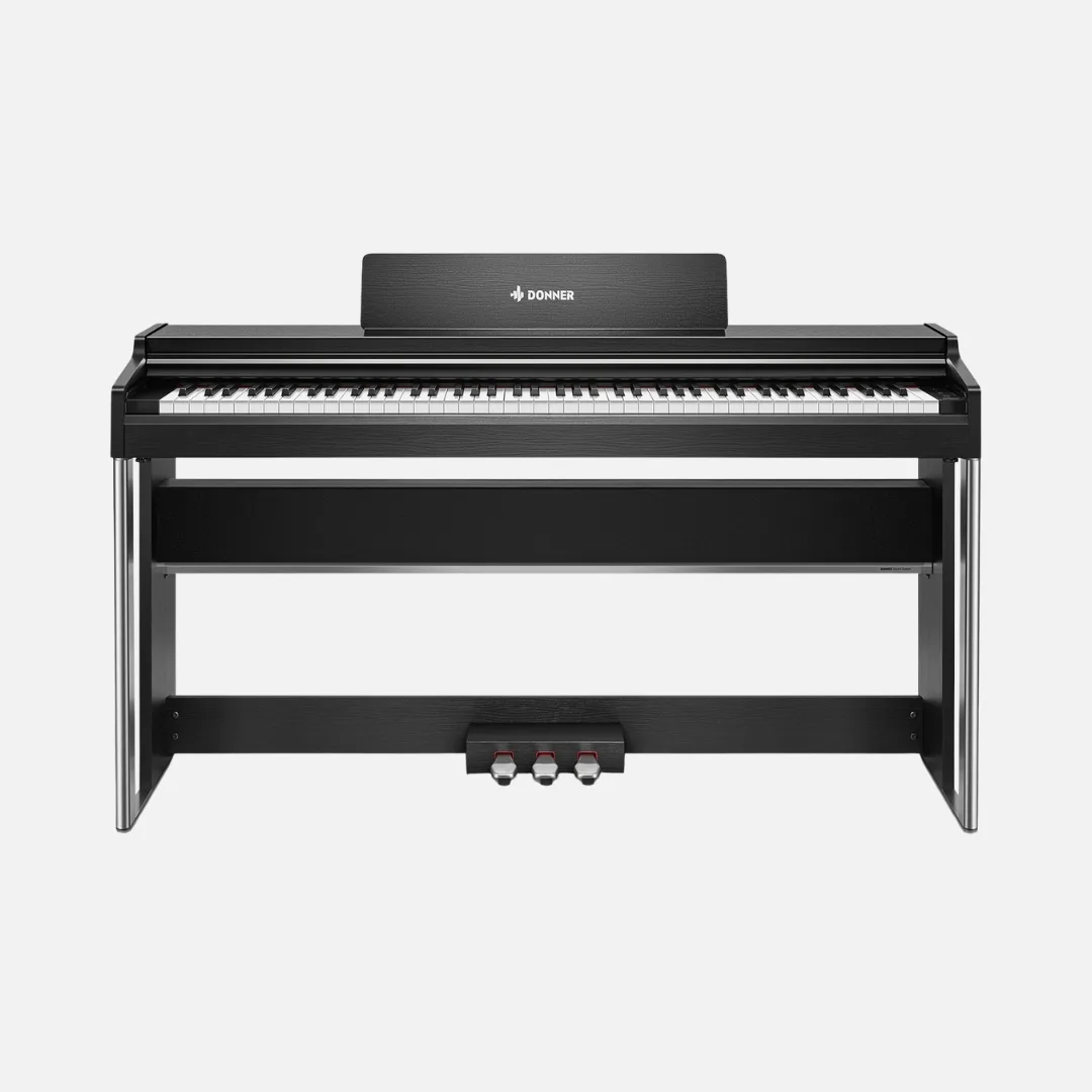 Donner DDP-200 PRO Digital Piano in black with a touchscreen interface, designed for professional musicians and enthusiasts.