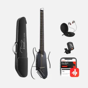 Donner HUSH-I Acoustic-Electric Travel Guitar Kit – (Maple Black)