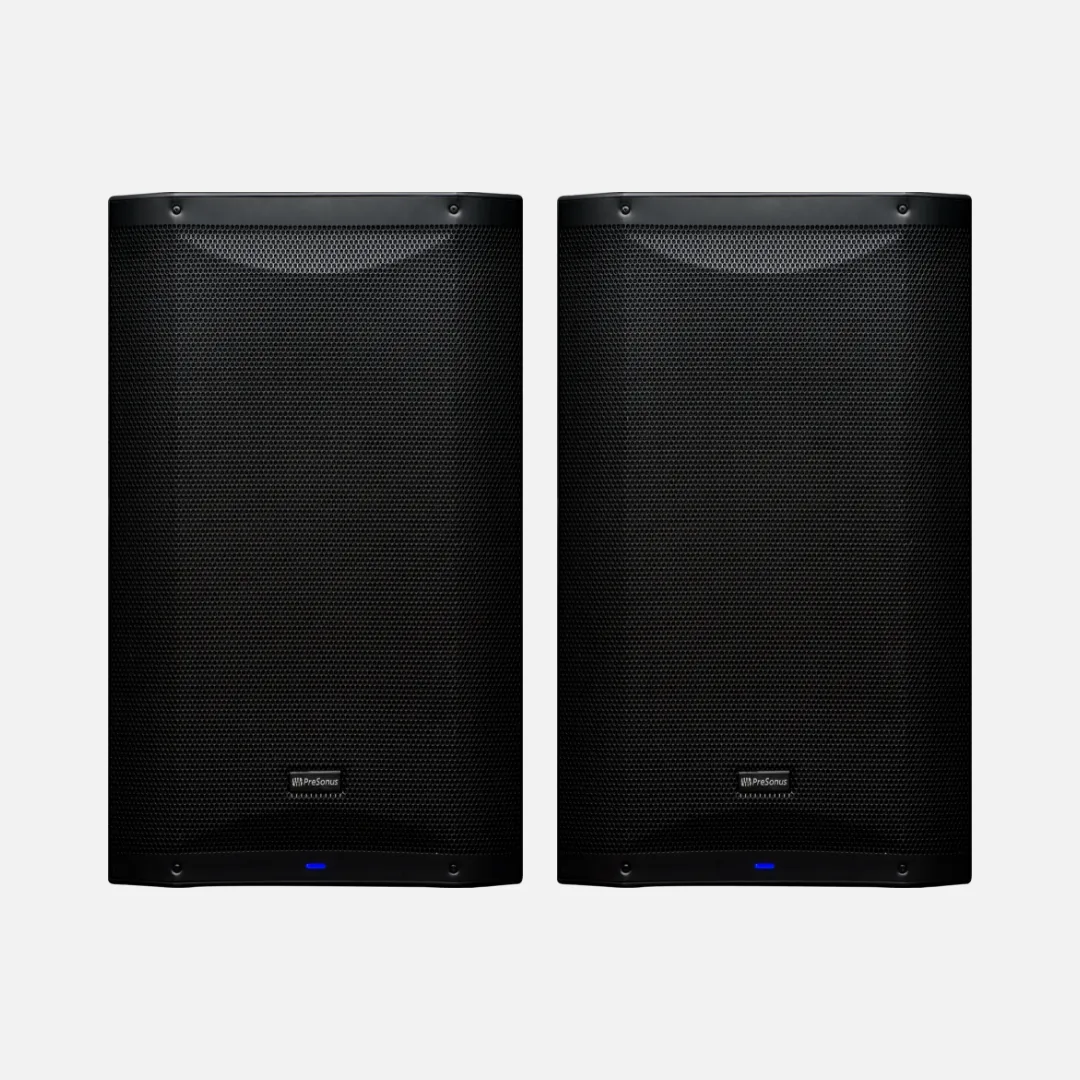 PreSonus AIR15 powered pair of speakers with a 15-inch driver, delivering 1200W of sound for professional audio applications.